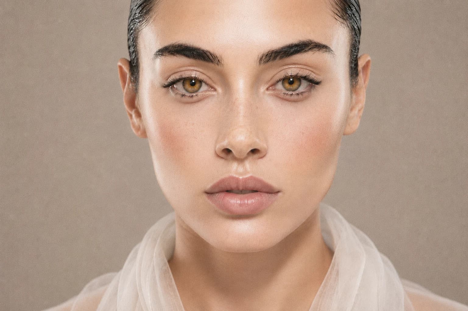Mellifera model with natural skin and an ivory wrap